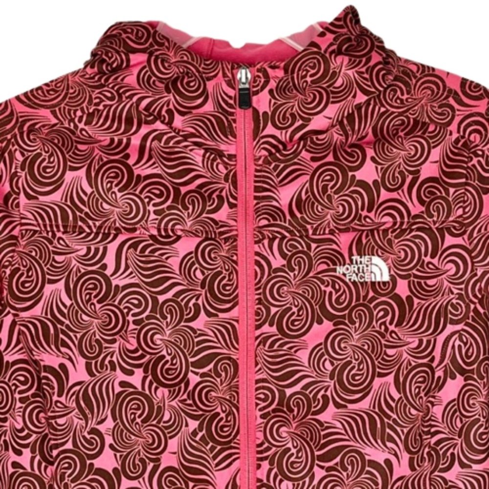 The North Face Swirly Clouds Full Zip Stretch Hooded Jacket - Pink/Brown - M - Picture 4 of 14